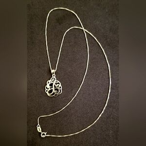 GOLD PLATE OVER .925 STERLING INITIAL "J" FINE 18" BOX LINK NECKLACE- ITALY